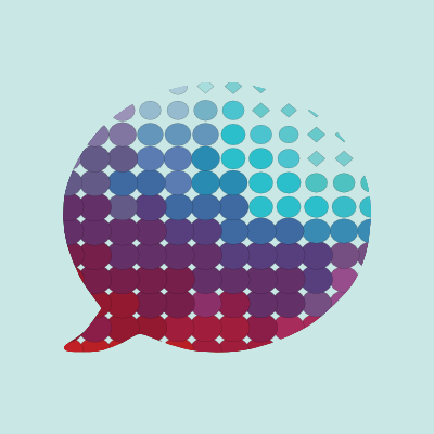 Icon of speech bubble with color getting lighter towards the top right.